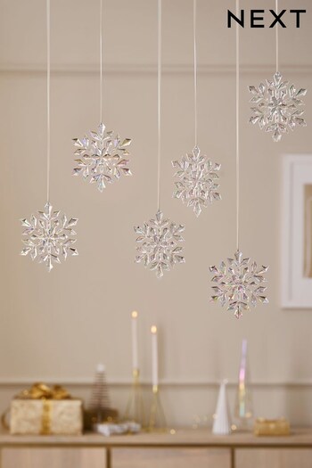 6 Pack Iridescent Shatterproof Snowflake Christmas Baubles (D73680) | £10