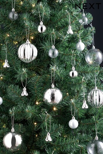 50 Pack Silver Christmas Baubles (D73692) | £15