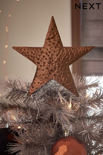 Copper Hammered Metal Christmas Tree Topper (D73703) | £12