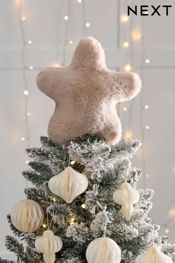 Natural Faux Fur Star Christmas Tree Topper (D73718) | £12