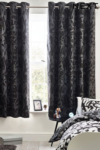 Black Splatter Eyelet Blackout/Thermal Curtains (D73795) | £40 - £70