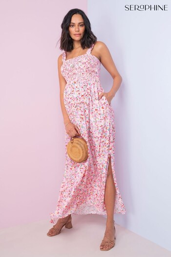 Seraphine Maternity Pink Floral Maxi Dress (D73872) | £75