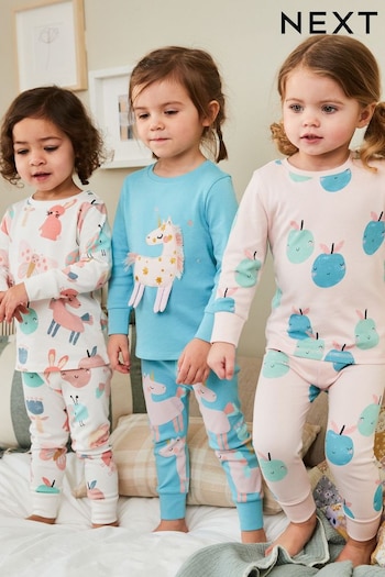 Pink/Blue Unicorn Character Pyjamas 3 Packs (9mths-12yrs) (D73873) | £28 - £34