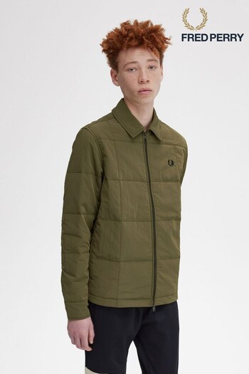 Fred Perry Green Box Quilted Overshirt (D73882) | £110