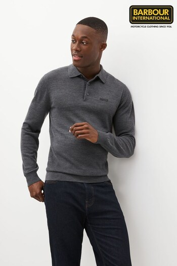 Barbour® International Merino Wool Long Sleeve Polo Shirt (D73978) | £100