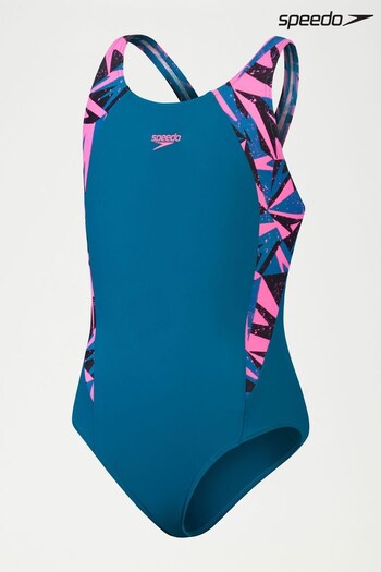 Speedo Girls Teal Blue HyperBoom Splice Muscleback Swimsuit (D73989) | £18.50