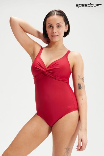 Speedo Womens Red Shaping Brigitte 1 Piece Swimsuit (D74012) | £44