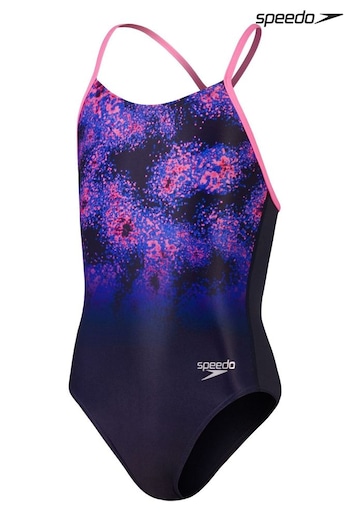 Speedo Nike Navy/Pink Placement Lane Line Back Swimsuit (D74027) | £29