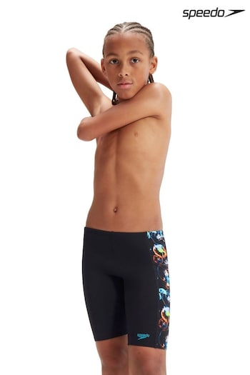Speedo Boys Black/Blue Digital Panel Jammer Shorts (D74055) | £23