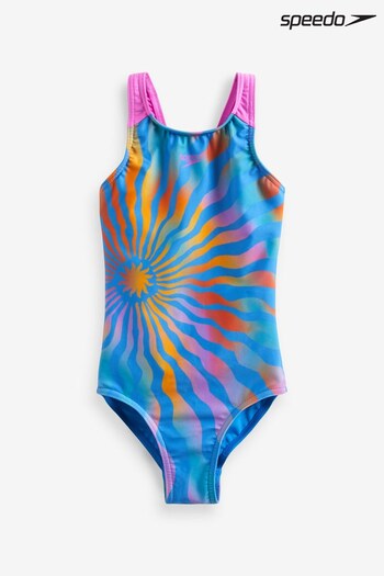 Speedo Girls Blue Print Pulseback Swimsuit (D74064) | £23