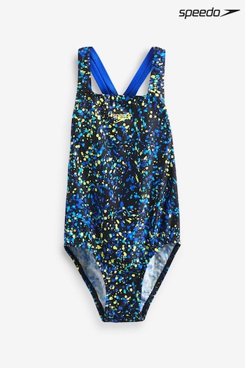 Speedo Girls Allover Print Medalist Black Swimsuit (D74070) | £20