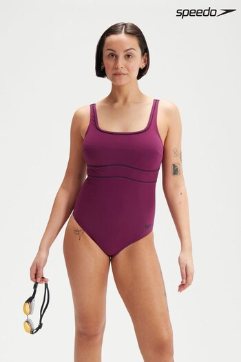 Speedo Womens Purple Shaping Contour Eclipse Swimsuit (D74087) | £51
