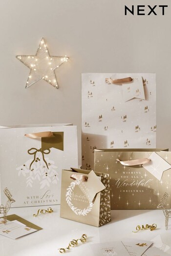 Set of 4 Gold Christmas Gift Zipper Bags (D74109) | £6
