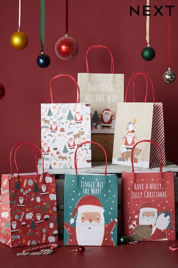 Set of 6 Santa's Squad Christmas Gift Bags (D74111) | £6