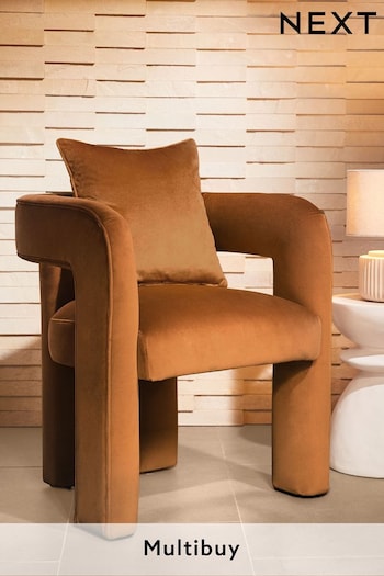 Soft Velvet Caramel Ochre Camden Accent Chair (D74255) | £199