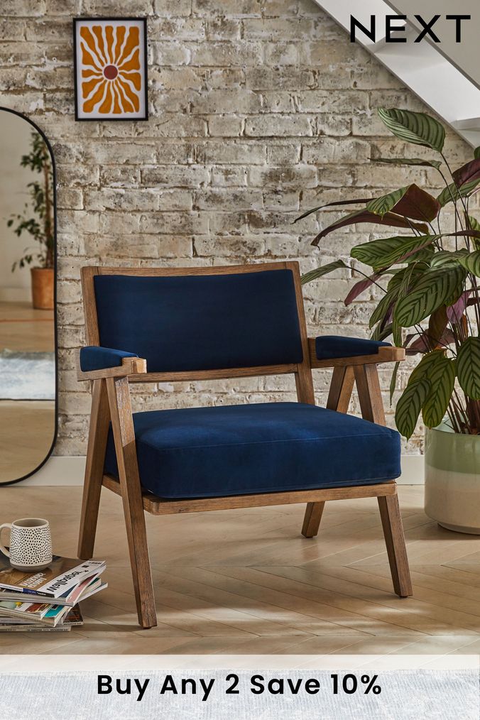 Navy blue and shop white accent chair