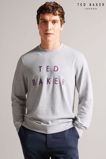 Ted Baker Sonics Grey Marl Long Sleeve Regular Branded Sweat Top (D74290) | £90