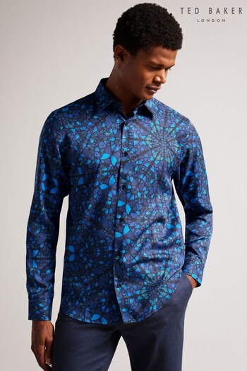 Ted Baker Parlee Blue Long Sleeve Butterfly Print Shirt (D74292) | £90