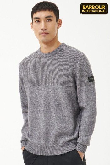 Barbour® International Grey Chain Crew Neck Knitted Jumper (D74497) | £119