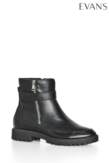 Evans Black Wide Fit Brazy Ankle Boots other (D74533) | £42