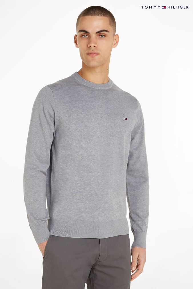Buy Men s Tommy Hilfiger Grey Jumpers Knitwear Online Next UK