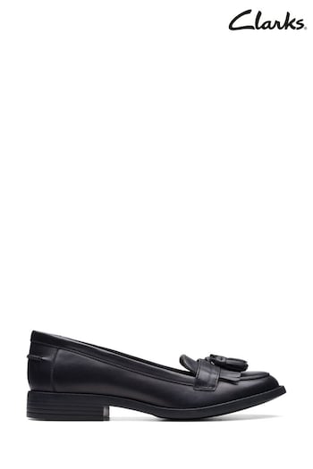 Clarks Black Standard Fit (F) Leather Loafer Shoes (D74666) | £65