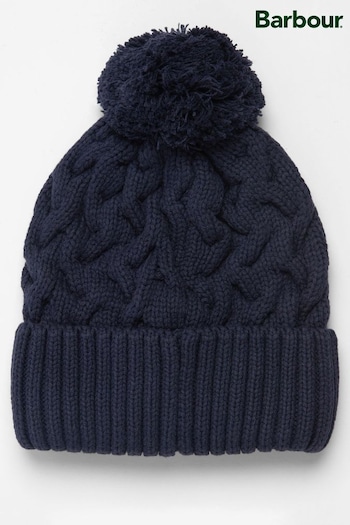 Barbour® Navy Gainford Cable Knit Beanie Hat (D74756) | £33