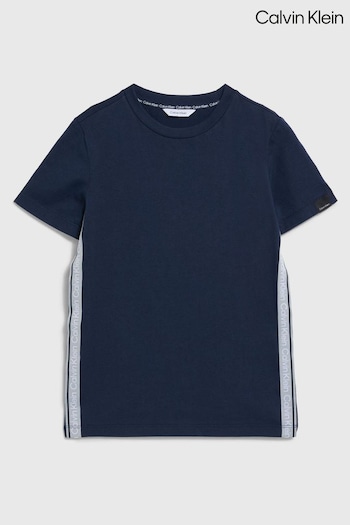 Calvin marki Klein Boys Blue Logo Tape T-Shirt (D74763) | £28