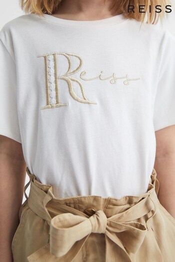 Reiss White Tally Senior Printed Cotton T-Shirt (D74783) | £22