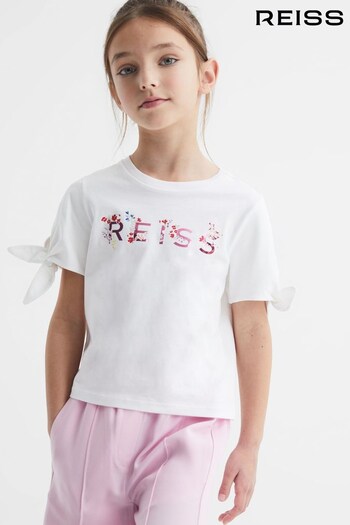 Reiss Pink Print Tally Junior Printed Cotton T-Shirt (D74785) | £18