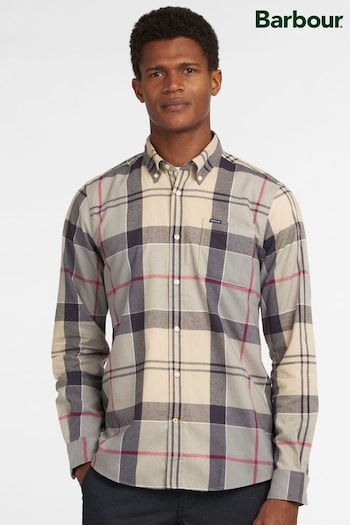 Barbour® Stone Glendale Tartan Check Long Sleeve Cotton Shirt (D74888) | £65