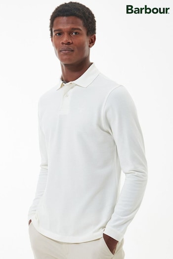 Barbour® White Essential Long Sleeve Sports Polo Shirt (D74916) | £55