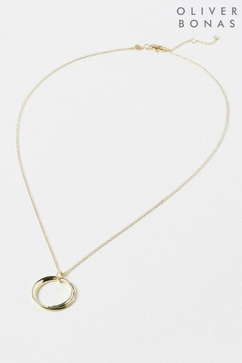 Oliver Bonas Tia Gold Plated Large Loop Pendant Necklace (D75016) | £65