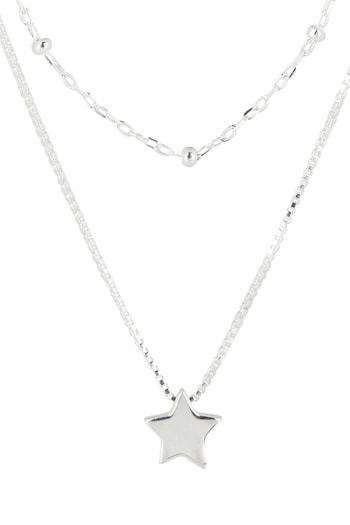 Oliver Bonas Silver Sky Star Charm Layered Necklace (D75022) | £45