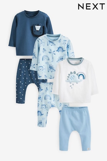 Blue dinosaur Baby T-Shirts And Leggings Set 6 Pack (D75122) | £28 - £30