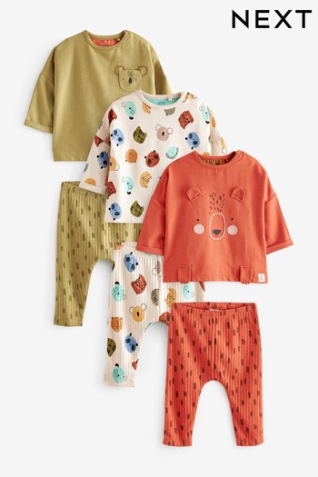 Rust Brown Character Baby T-Shirts And Leggings Set 6 Pack (D75130) | £29 - £31