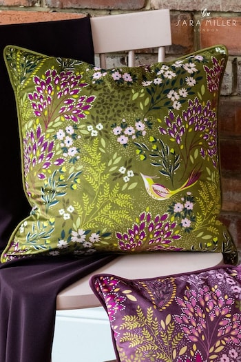 Sara Miller Green Songbird Cushion (D75156) | £54