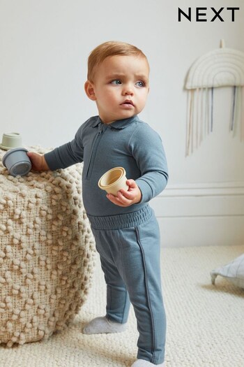 Blue Baby Polo Bodysuit And Leggings 2 Piece Set (D75214) | £16 - £18