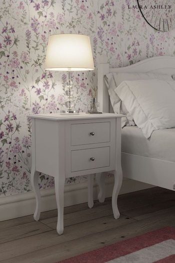 Laura Ashley White Rosalind 2 Drawer Side Table (D75326) | £290