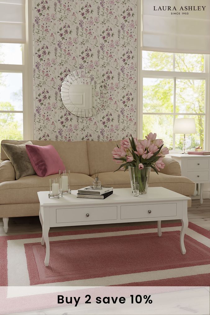 Floral painted wood 2 drawer accent table discount