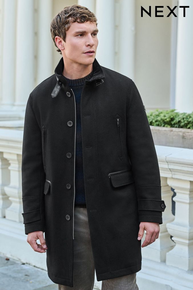 Ted baker marvin shop wool funnel neck overcoat