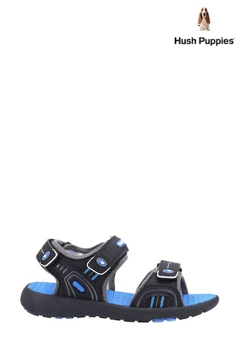 Hush Puppies Mario Black Quarter Strap Sandals (D75336) | £30