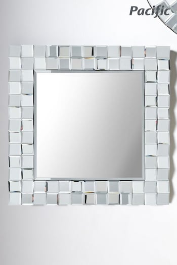 Pacific Silver Mirrored Glass Tile Square Wall Mirror (D75410) | £200