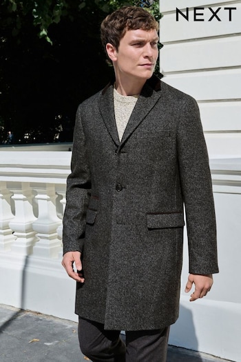 Grey Wool Blend Textured Epsom Coat (D75465) | £99