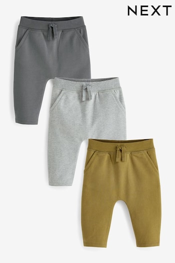 Olive Green/Grey Joggers 3 Pack (0mths-2yrs) (D75548) | £14 - £16
