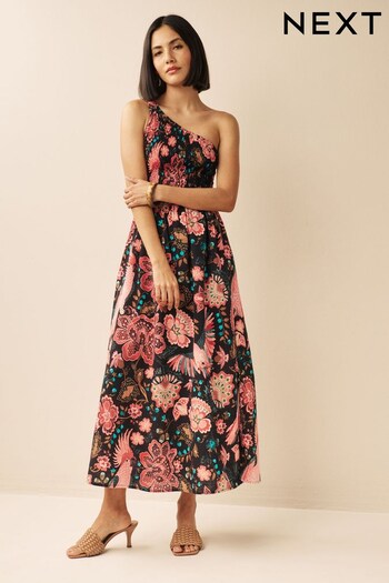 Pink One Shoulder Midi Dress (D75755) | £45