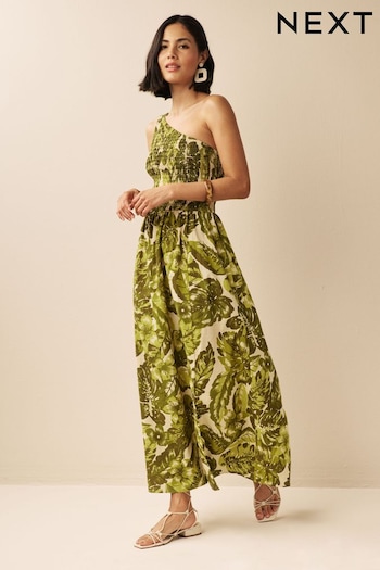 Green One Shoulder Midi Dress (D75756) | £45