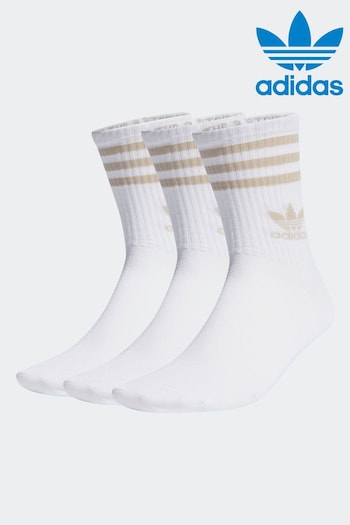 adidas Originals Mid Cut Crew White Socks 3 Pairs (D75884) | £12