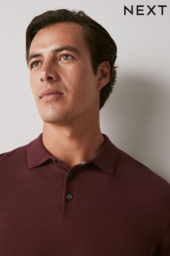 Port Purple Regular Knitted Long Sleeve Polo Shirt (D75897) | £28