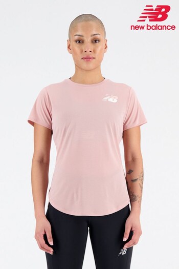 New Balance Pink Accelerate Short Sleeve T-Shirt (D75905) | £30